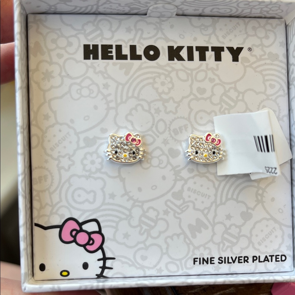Hello Kitty Silver and Pink Stud Earrings